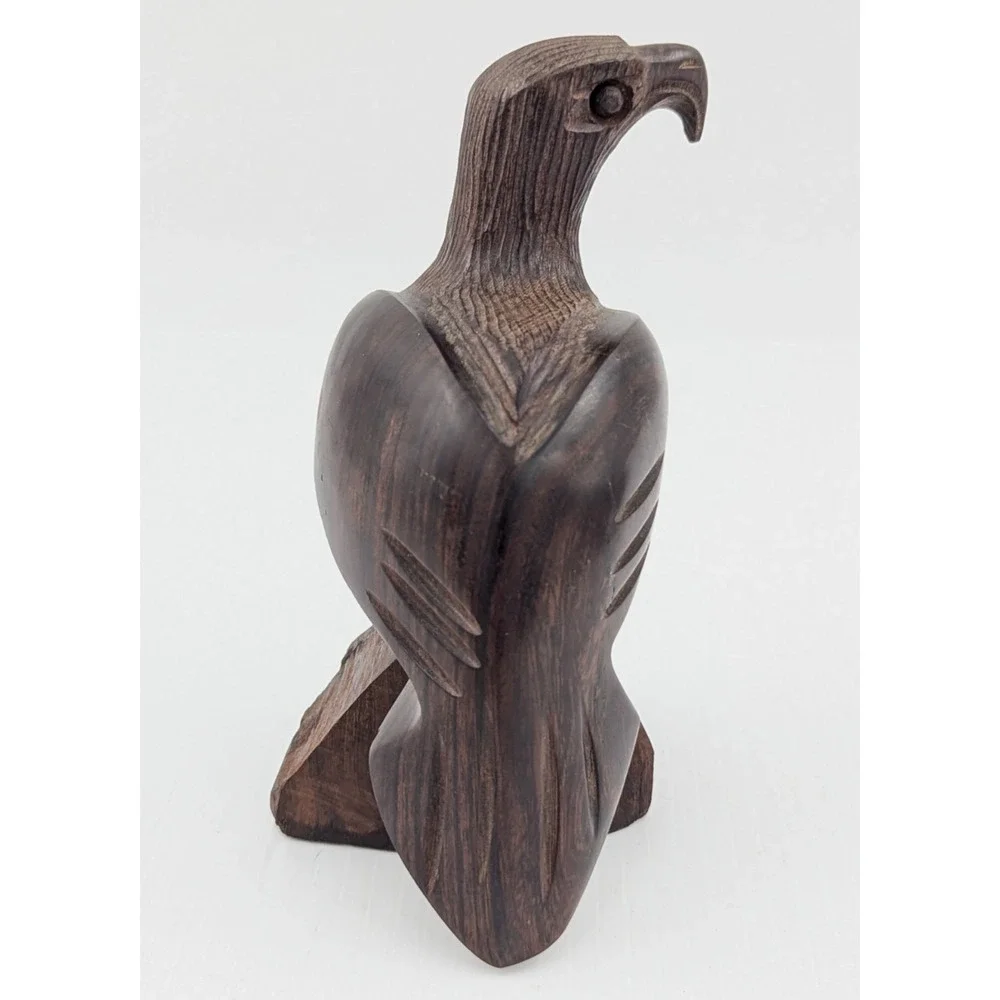 Vintage Hand Carved Ironwood Eagle Sculpture 6” Bird of Prey Falcon - Picture 5 of 8